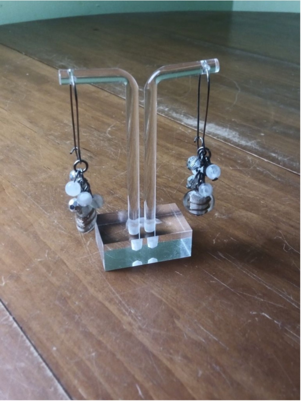 Unbranded Clear Silver Beaded Drop Earrings One Size